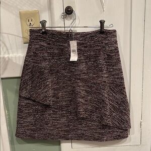 Elegant Burgundy Tweed Loft Skirt
